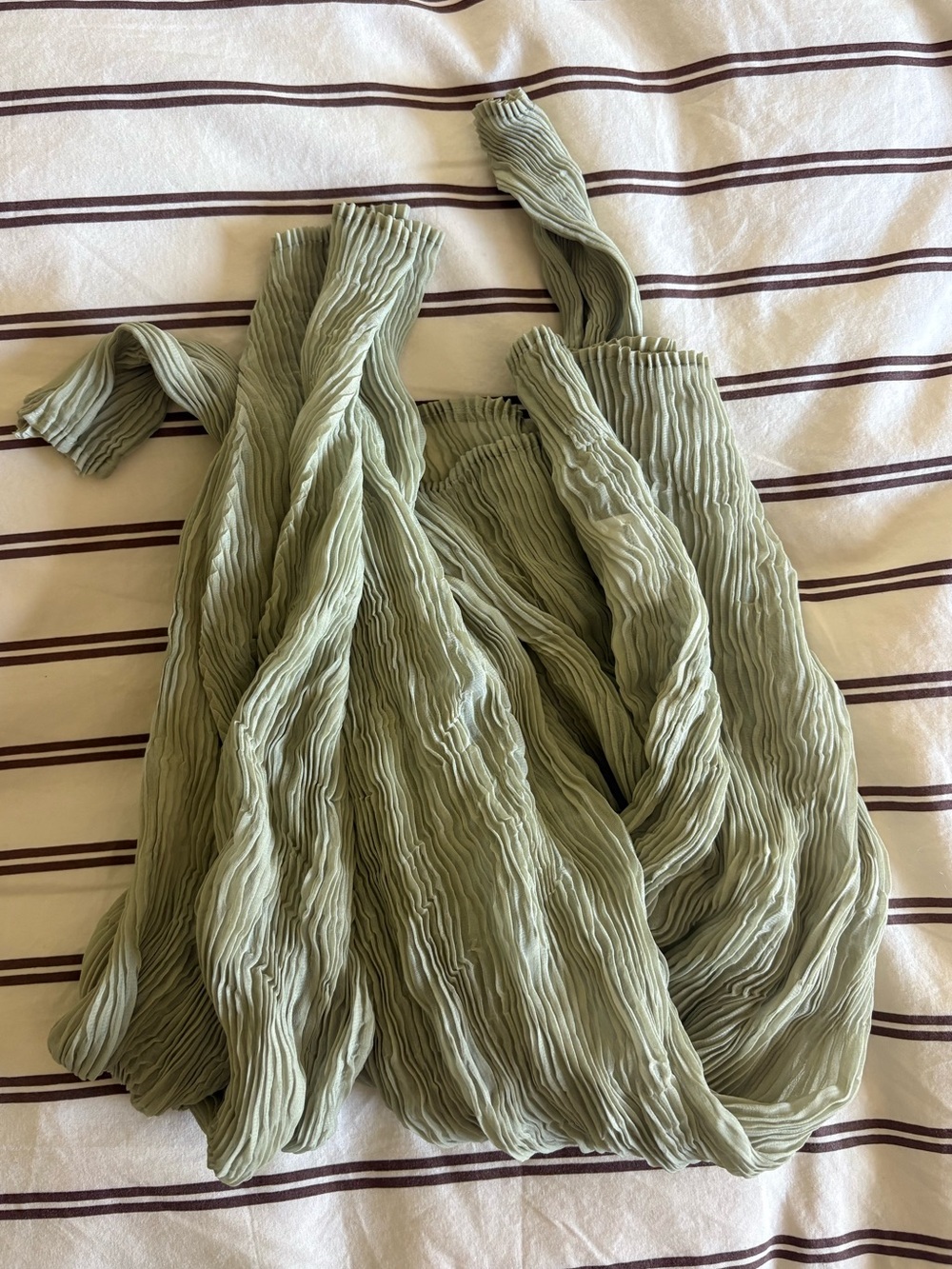 Issey Miyake Chiffon Twist Pale Green Long Sleeve Top